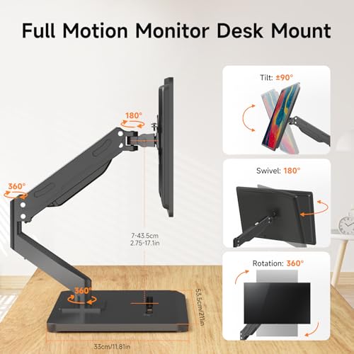 Pholiten Adjustable Monitor Arm with Base for 17-32" Screen - style: single arm