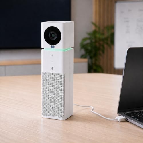 Boom UNO Full HD 1080p Conference Camera & Video Bar, 120° Wide Angle Lens, Full Duplex Speaker & Noise Reducing Mic, USB Plug & Play for Zoom, Teams & Google Meet (White) - color: White