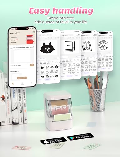 HPRT NEW1 Label Maker - Label Make Machine with 1 Roll Tape Portable Bluetooth Thermal Printer for Smartphone iPhone&Andriod, White - style: White