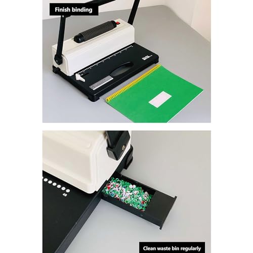 46 Holes Wire Coil Binding Machine, Portable A4/A5 Electric Stapler, 4mm Aperture, Maximum Binding Size 250 Pages, Automatic Punching Machine for Notebook, Office Text