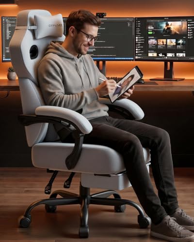 GTPLAYER Big & Tall Gaming Chair, Wide Seat with Footrest, Light Blue - color: 07 Light Blue