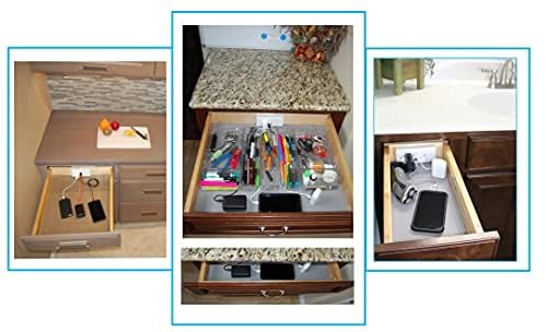Low Profile Combo (1) USB-A (1) USB-C (2) 15 Amp in Drawer Docking Station Outlet Plugs with Retractable arm - size: (1) USB-A (1) USB-C, style: Low Profile