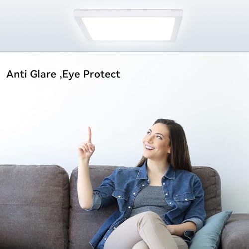 2Pack 12inch Square White 3200LM LED Flush Mount Ceiling Light,28W White 6000K Slim Surface Mount Ceiling Light Fixture for Kitchen Bedroom Living Room - size: 2Pack-28W-12Inch-Square-White