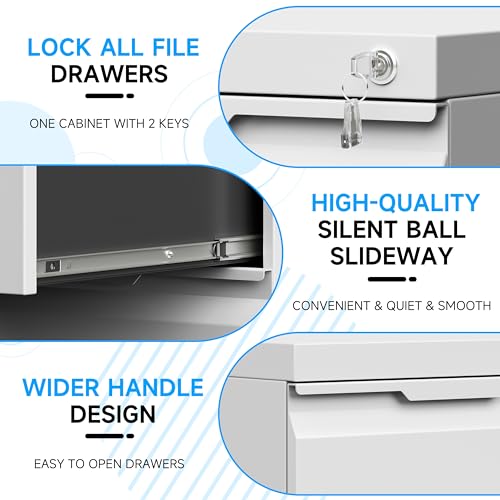 Bestoo Mobile File Cabinet, 2 Drawers Filing Cabinet with Wheels - color: White, size: 2Drawer-Mobile-26.5"H