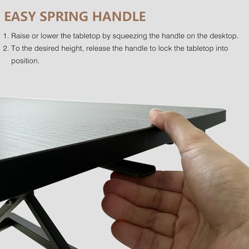 Rlozftel Standing Desk Converter, Height Adjustable Stand Up Desk Riser with 7 Height Levels, Compact Sit Stand Desktop Converter for Laptop or Single Monitor, Office Workstation