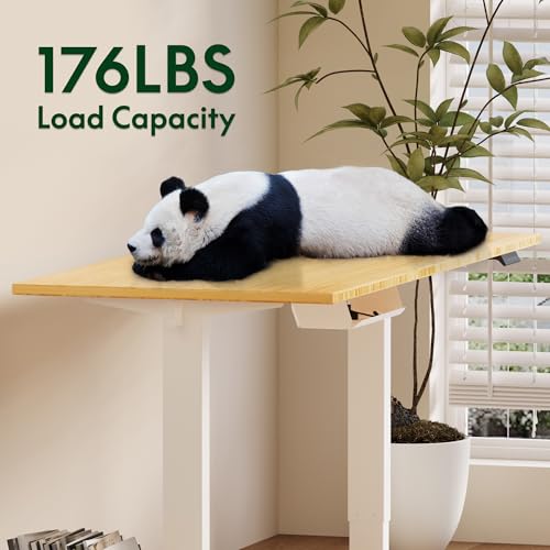 FLEXISPOT EN2 55"x28" Bamboo Electric Standing Desk with Power Strip - color: Bamboo Top + White Frame, size: 55x28"