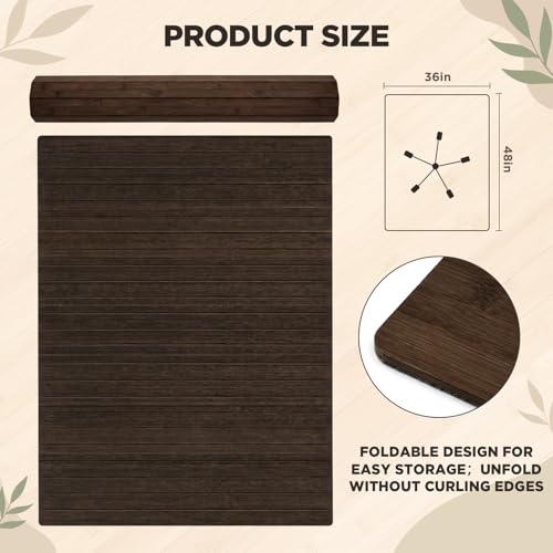 Leinuosen 36" x 48" Office Bamboo Chairmat for Carpet Floor Mat Highly Premium Quality Anti-Slip Office & Home Floor Protector Low Pile Carpet Chair Mat, 5mm Thick(Without Lip, Coffee Wood) - color: Coffee Wood, style: Without Lip