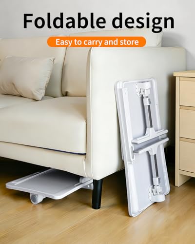 Laptop Desk Bed Table with LED Light,Adjustable Lap Desk Bed Tray,Portable Folding Couch Table Bookstand with Page Clip,Car Rear Seat Sofa Floor Laptop Tray Stand for Adult Kids Reading Writing Eating - size: lapdesk with light