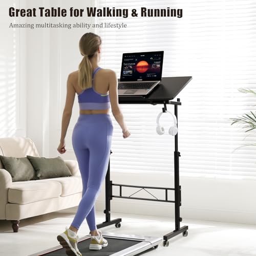 Hadulcet Small Standing Desk Height Adjustable with Tiltable Tabletop - color: Black, size: 31.5" with Charging