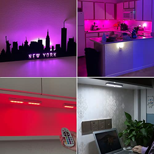 Under Cabinet Lighting Rechargeable 48-LED Wireless Under Cabinet Lights Remote, Kitchen Counter Lights Closet Lights RGB Perfect for Indoor Pantry Display Shelf 15 Color Changing(6 Packs) - color: RGB/6 Pack