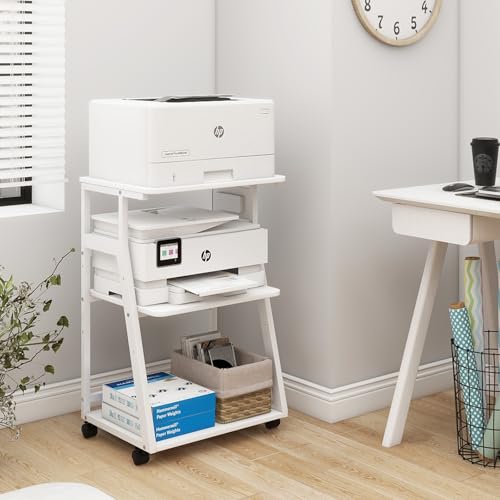 Natwind 3 Tier Printer Stand, 19.7"x15.7", with Charging Station,White - color: White, size: 19.7''x15.7''