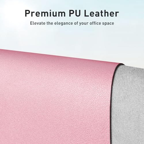 Aothia Leather Desk Pad Protector, Mouse Pad, Office Desk Mat, Non-Slip PU Leather Desk Blotter, Laptop Desk Pad, Waterproof Desk Writing Pad for Office and Home (23.6" x 13.7", Fairy Pink) - color: Fairy Pink, size: 23.6" x 13.7"