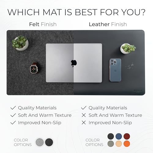 Nordik Felt Desk Mat - Large Felt Desk Pad - Charcoal 35 x 17 inches | Premium Desk Matt for Desktop, Full Desk Keyboard Mouse Pad, High Quality Felt and Non-Slip Rubber Liner for Home and Office - color: Charcoal