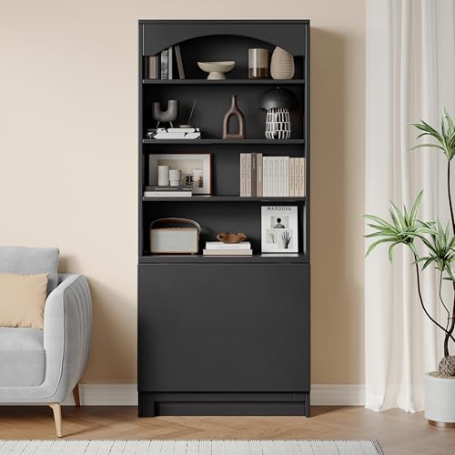 Einhomn Folding Desk with Storage, Space-Saving Foldable Convertible Writing Table, Wall Mount Fold Out Computer Desk for Home Office, Craft Room, Living Room, Bedroom, Black - color: Black