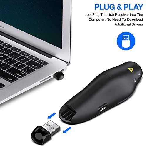 Rechargeable Presentation Clicker Wireless Presenter Remote USB Control | Clicker for powerpoint Presentations, RF 2.4GHz Presenter Remote Slide Advancer for Computer/Laptop/Mac/Keynote - color: A1-Red