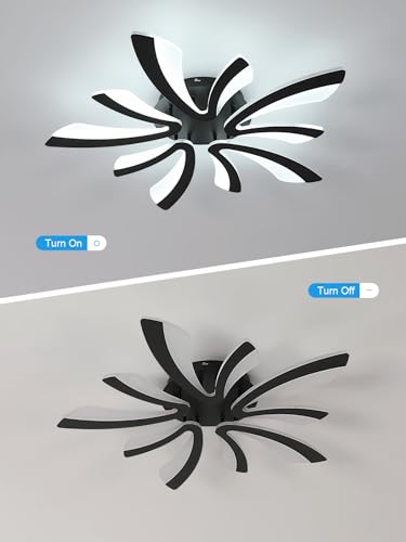 Goeco Modern Ceiling Light, 27.5'' Dimmable LED Black Acrylic V-Shaped Flush Mount Ceiling Lights, 3000K/4000K/6500K with Remote Control Ceiling Light Fixture for Living Room, Dining Room, Bedroom - color: Black V Shaped