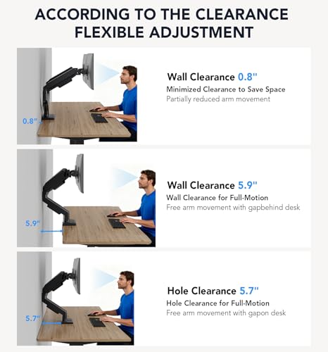 Dual Monitor Stand, Adjustable Monitor Desk Mount for 17″–32″ Computer Screens, Full Motion VESA 75x75/100x100 with C-Clamp & Grommet Aluminum Base, Each Arm Holds 4.4 to 20 lbs AX09DB201 - size: Dual monitor arm
