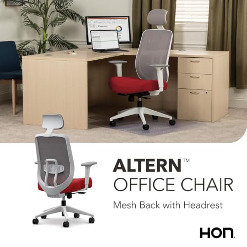 HON Altern Ergonomic Office Chair, Office Desk Computer Chair, Ruby - color: Ruby, style: White Frame