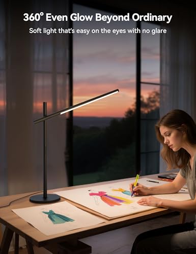 Tubicen LED Desk Lamps,Modern Touch Adjustable Table Lamps,3-Color Dimmable