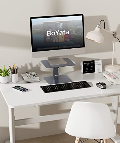 BoYata Monitor Stand, Adjustable Height Metal Desktop Riser, Space Gray - color: Space Grey