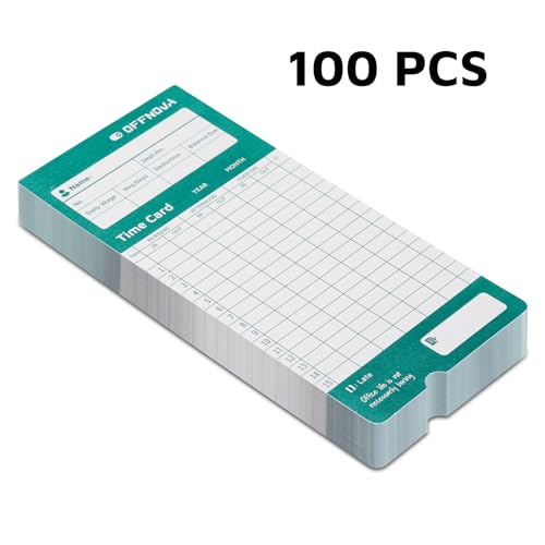 OFFNOVA Thermal Employee Time Cards, Monthly Double-Sided Punch Cards, 3.3" x 7.3", Auto Sensing & Auto Mark Late/Early Leave, 100 Pack for Office Time Clock - size: 100PCS