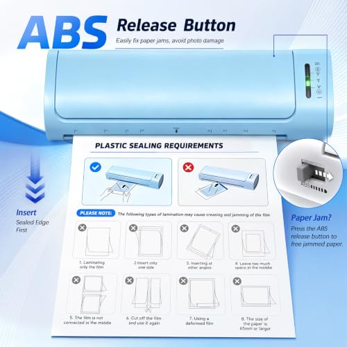 13 Inch Laminator Machine, 11x17 Hot & Cold Thermal Laminator, A3 11-in-1 Laminating Machine with 30 Sheets, 60s Warm-Up, Never-Jam Design Lamination for Teachers, Home, School & Office -Blue - color: Blue