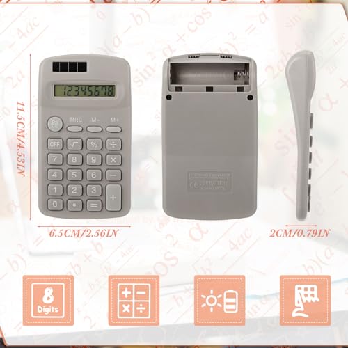 Tellegloww 12 Pcs Pocket Size Solar Calculators Bulk for Classroom Mini Basic Calculator Solar Battery Dual Power 8 Digit Display for Kids Student School Office Accounting Tool