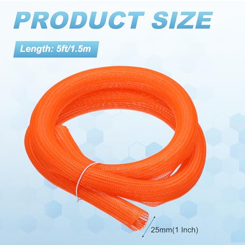 MECCANIXITY Split Sleeve Wire Loom Braided Sleeve 1" 5Ft Orange - color: Orange, size: 1" x 5Ft