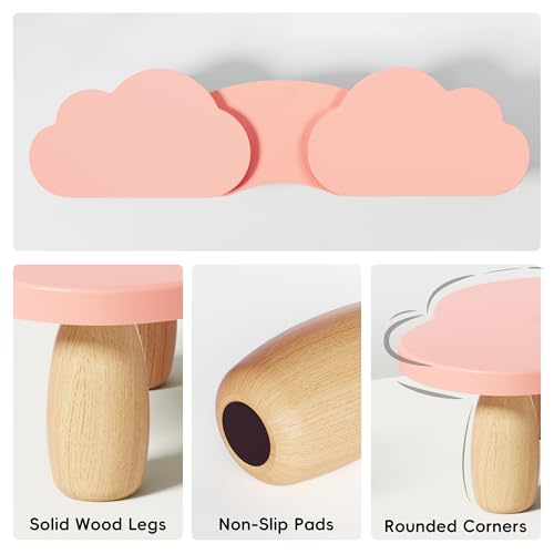 AFOOYO Dual Monitor Stand Riser, Adjustable Rainbow Cloud Desktop Organizer for 2 Monitors, Flexible Length & Angle Computer Stand for Laptop, PC, Printer, Home Office Use - Pink