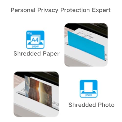 Micro Cut Paper Shredder for Home Office - Mini Electric Desktop Shredder with Cross-Cut, Confidential Document Security for Private/Individual Offices, White & Space-Saving