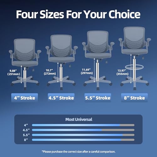 9 Inches to 13 Inches Office Chair Cylinder Replacement, 4'' Stroke, Heavy Duty 1000 lbs, Hydraulic Pneumatic Shock Piston, Universal Gas Cylinder Fit for Most Office Chairs, Class 4 (Polished Steel) - color: Polished Steel, size: 4'' Travel Length