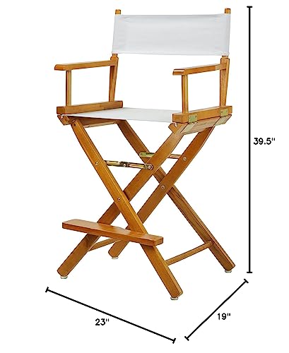 Casual Home 24" Director's Chair Honey Oak Frame-White Canvas - color: Honey Oak Frame/White Canvas, size: 24" - Counter Height, style: Honey Oak Frame