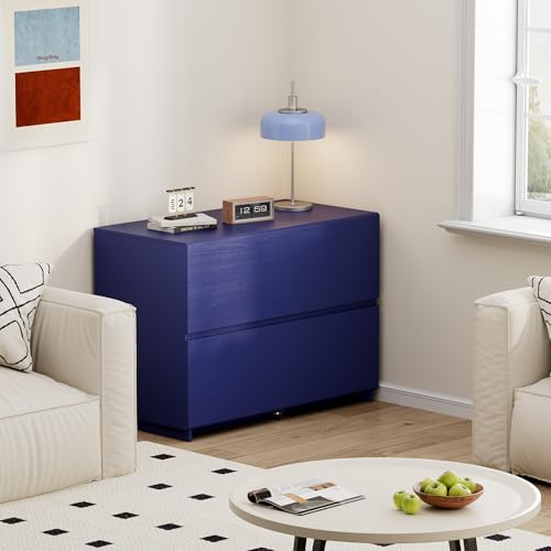ModernMate 2 Drawer Lateral File Cabinet for Home Office, 31.5W*28.7H | Wood Filing Cabinet with Ample Storage, Doubles as Printer Stand for Office & Business, Fits Letter, A4 & Legal Size, Blue - color: Blue