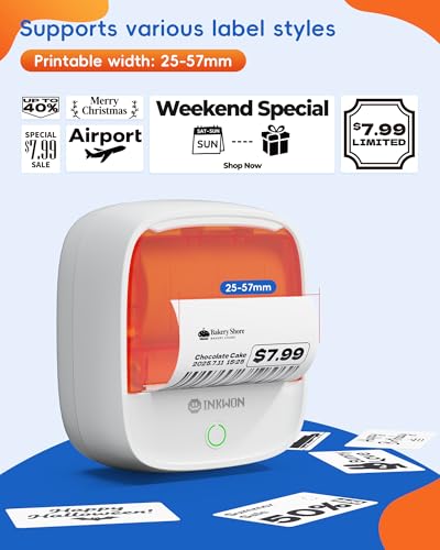 B21 Label Maker, 2-Inch Bluetooth Label Maker Machine with 3 Tapes – Thermal Label Printer Ideal for Small Business, Address, Barcode, School, Office, Home - color: White-Orange, style: Machine + 3 Tapes