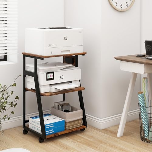 Natwind 3 Tier Printer Stand, 19.7"x15.7", with Charging Station,Retro - color: Retro, size: 19.7''x15.7''