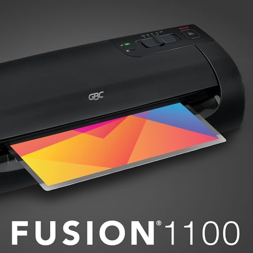 GBC Thermal Laminator Machine, Fusion 1100L, 9 Inch, 4 Min Warm-up, 3 or 5 Mil, with 10 EZUse Laminating Pouches (1703074) - size: 9", style: 1100L
