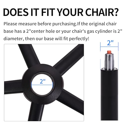 Office Gaming Chair Metal Base Replacement Part with 5 Wheels 5 Bell Glides - color: Black