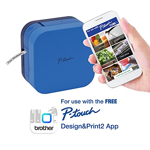 Brother P-Touch Cube Smartphone Label Maker, Bluetooth Wireless Technology, Multiple Templates Available, Apple & Android Compatible - Blue, 2.5 x 4.6 x 4.6 inches - color: Blue