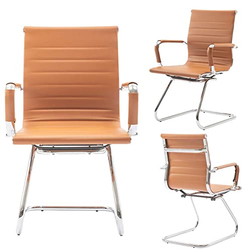 HNY 6-Pack PU Leather Office Guest Chairs - color: Cognac, size: 6 PCS