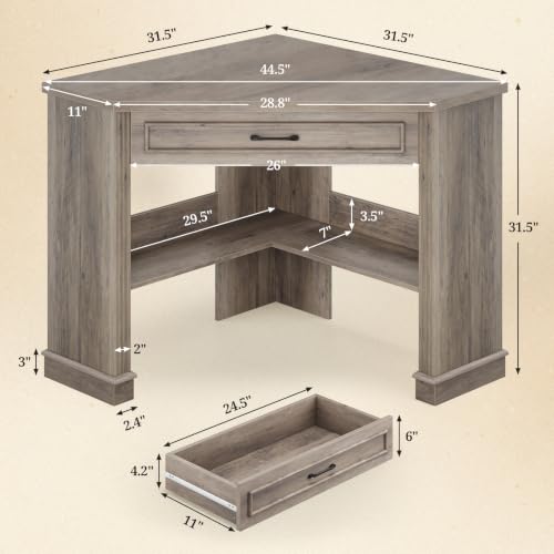 SEDETA Farmhouse Corner Desk for Small Space, White Small Computer Desk - color: Grey, size: Triangular desk