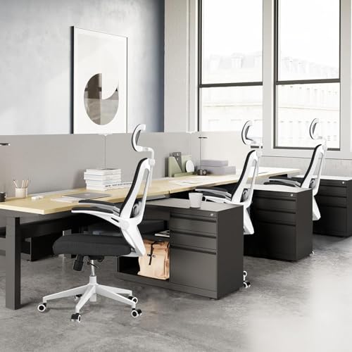 Ergonomic Office Desk Chair High Back Mesh Computer Chair (07White-Black, Chair) - color: 07white-black