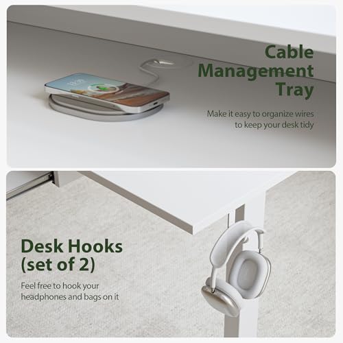 Agilestic 63 * 24 Inch Electric Standing Desk with Drawers, White - color: White, size: 63 x 24 Inches with 2 drawers