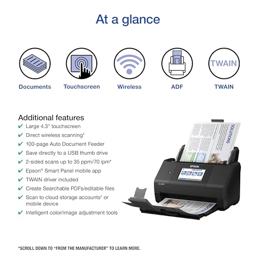Epson Workforce ES-580W Wireless Color Duplex Desktop Document Scanner