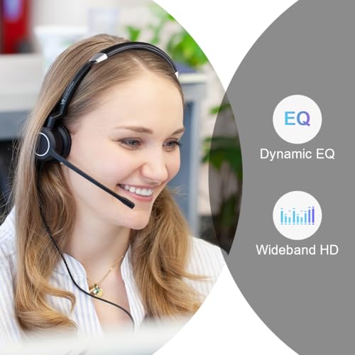 VT Wired UC-Headset with 2-Mic AI Noise-Cancelling - Work Headphones with USB-A/C for PC/Laptop/IP Phones for MS Teams,Genesys,3CX,Bria,Avaya Workplace,Cisco Jabber,GoogleMeet, Zoom,etc.(Mono) - size: Mono