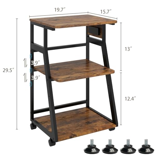 Natwind 3 Tier Printer Stand, 19.7"x15.7", with Charging Station,Retro - color: Retro, size: 19.7''x15.7''
