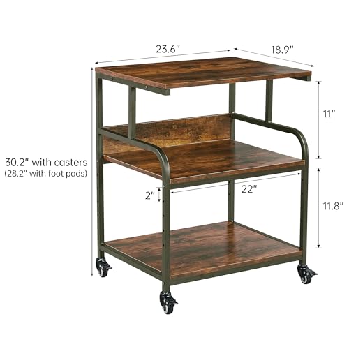 Fannova Large Printer Stand Table with Height Adjustable Storage Shelf - color: Rustic Brown, size: 23.6"W x 18.9"D x 30"H