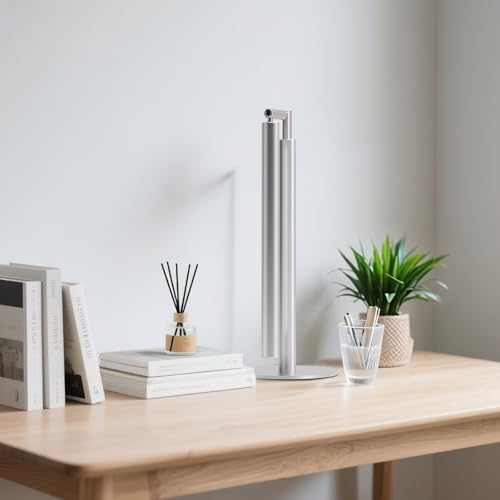 Silver LED Desk Lamp, 16" Dimmable Metal Desk Light with Base, 15W 1200LM, Adapter Included, Color & Brightness Adjustable, Modern Tall Table Lamp for Home Office Reading Study Task Laptop - color: Silver
