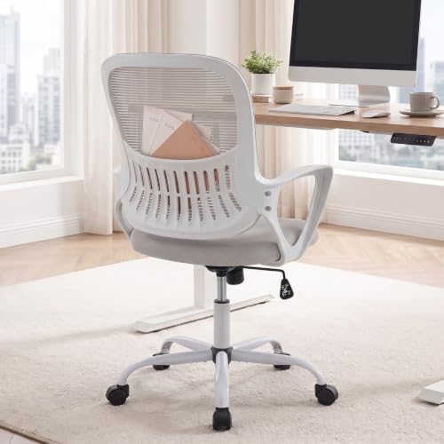 Sweetcrispy Executive Home Office Chair, Mesh Office Chair, Grey - color: Grey, size: 18.5"D&Fixed Arm-Plus