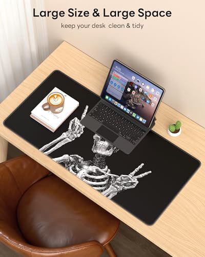 Mouse Pad 31.5x15.7in Large Desk Mat Non-Slip for Office - color: Fun Skull, size: 31.5" x 15.7"
