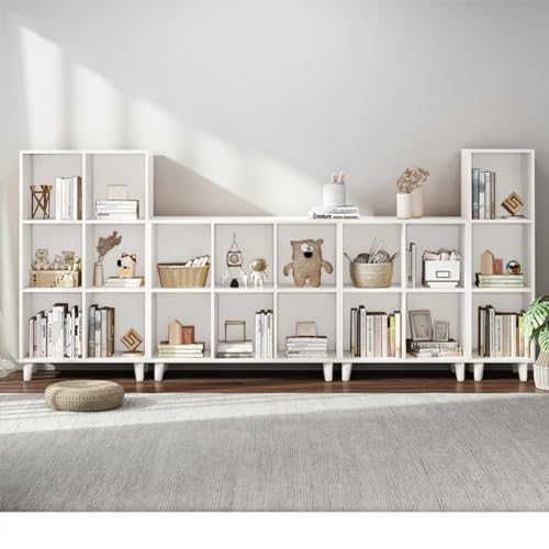 IOTXY Open Cubes Low Bookcase - 2-Tier 4-Cube Short Bookshelf in White - color: White, size: 2-Tier 4-Cubes